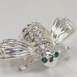 Joan Rivers Sterling Silver Rhinestone Bee Brooch